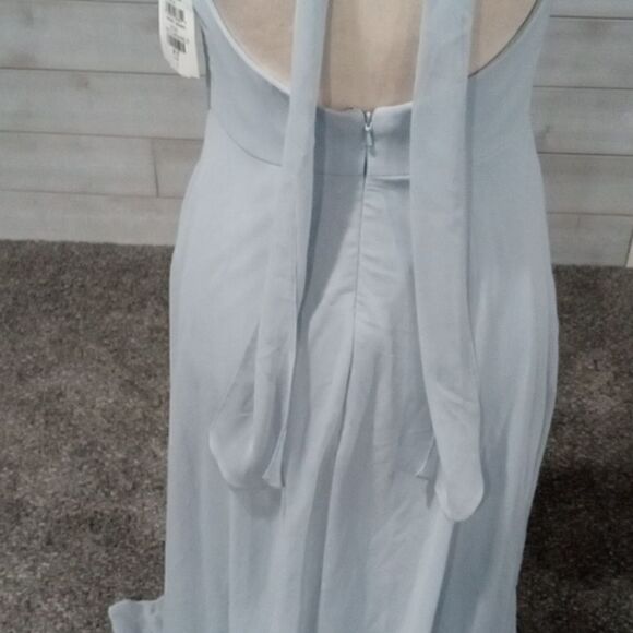 After 6 light blue mist halter style full length dress. Size 4 NWT - Picture 3 of 3